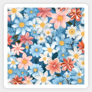 Floral Symphony: Graceful Blossoms in Dynamic Hues Sticker